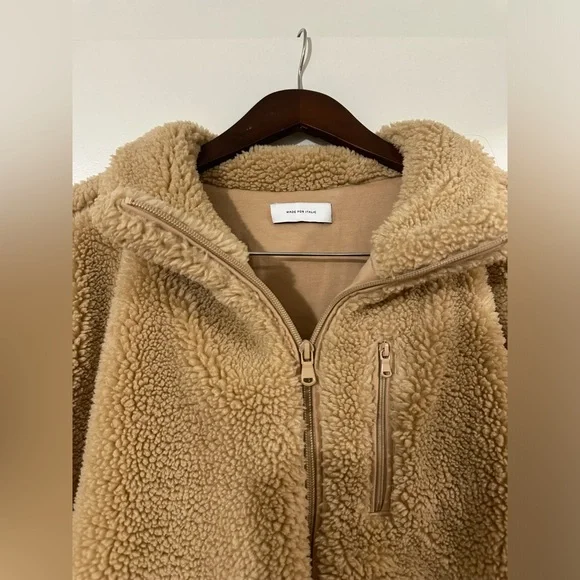 Italic Women’s Sherpa Teddy Zip-Up Jacket Fawn size XL - Picture 3 of 8